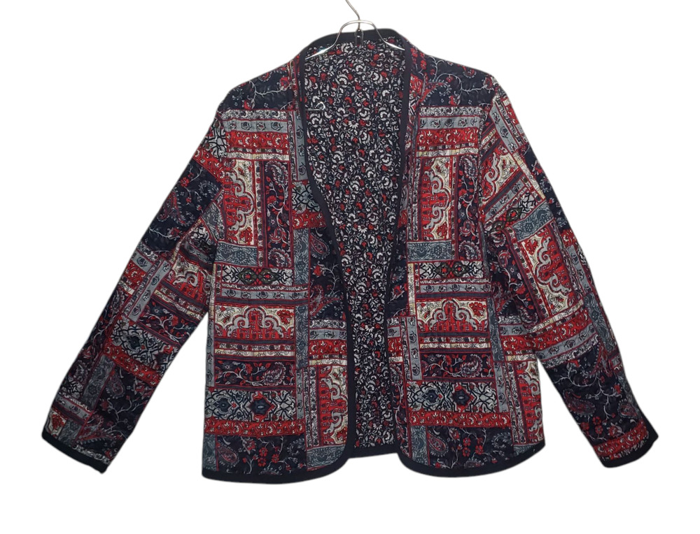 Vintage Reversible Quilted Paisley Floral Boho Jacket M Handmade Cardigan Folk